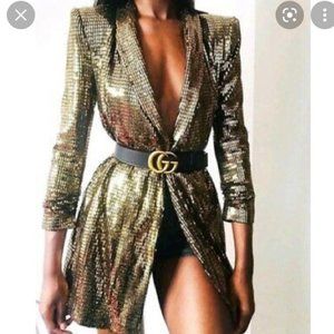 Zara Gold Sequin Blazer / Option to wear as jacket or dress!